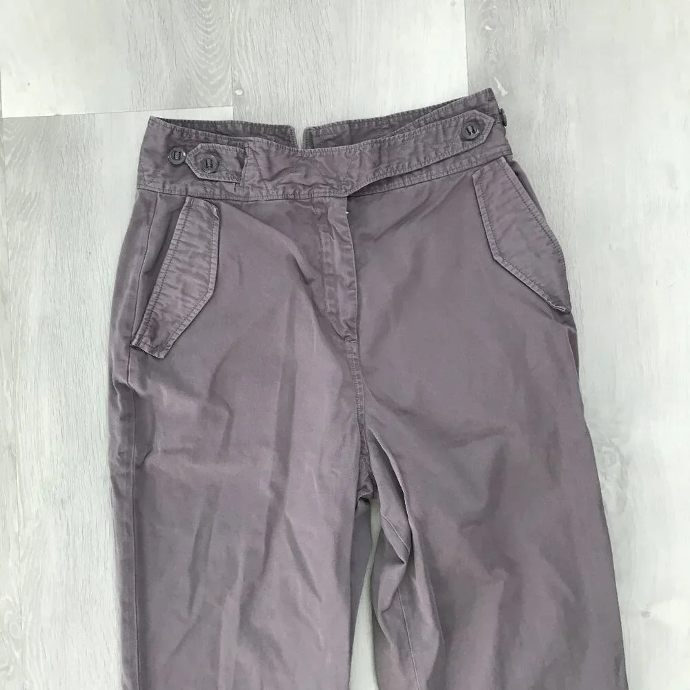 RAG & BONE PURPLE CHINO PANT BUTTON BELT STRAIGHT LEG WOMENS 4